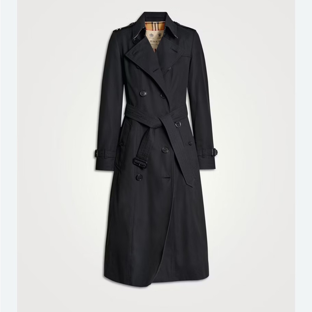 Burberry Black Double-Breasted Belted Trench - Picture 2 of 13